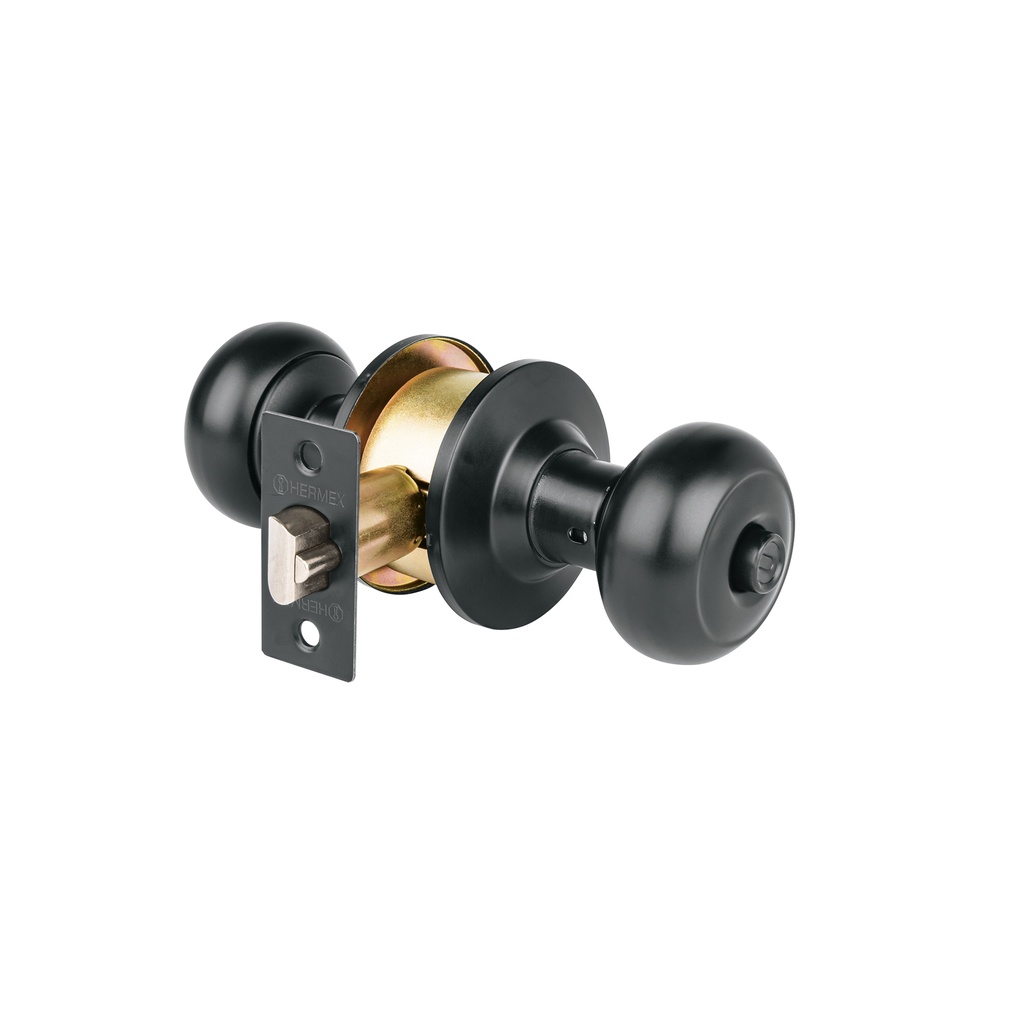 Cerradura pomo, negro, oval, recámara, Truper Hermex