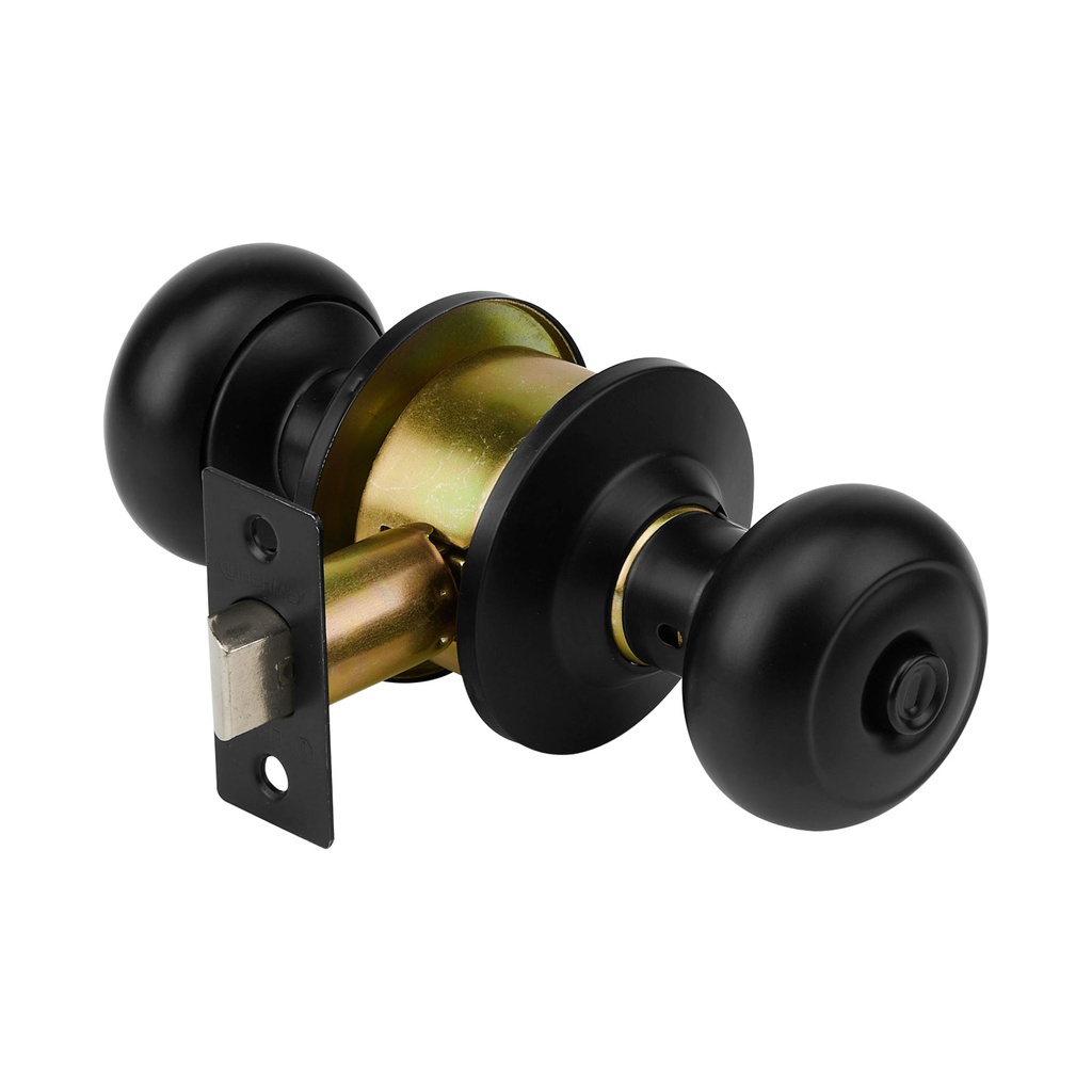 Cerradura pomo, negro, oval, baño, Truper Hermex