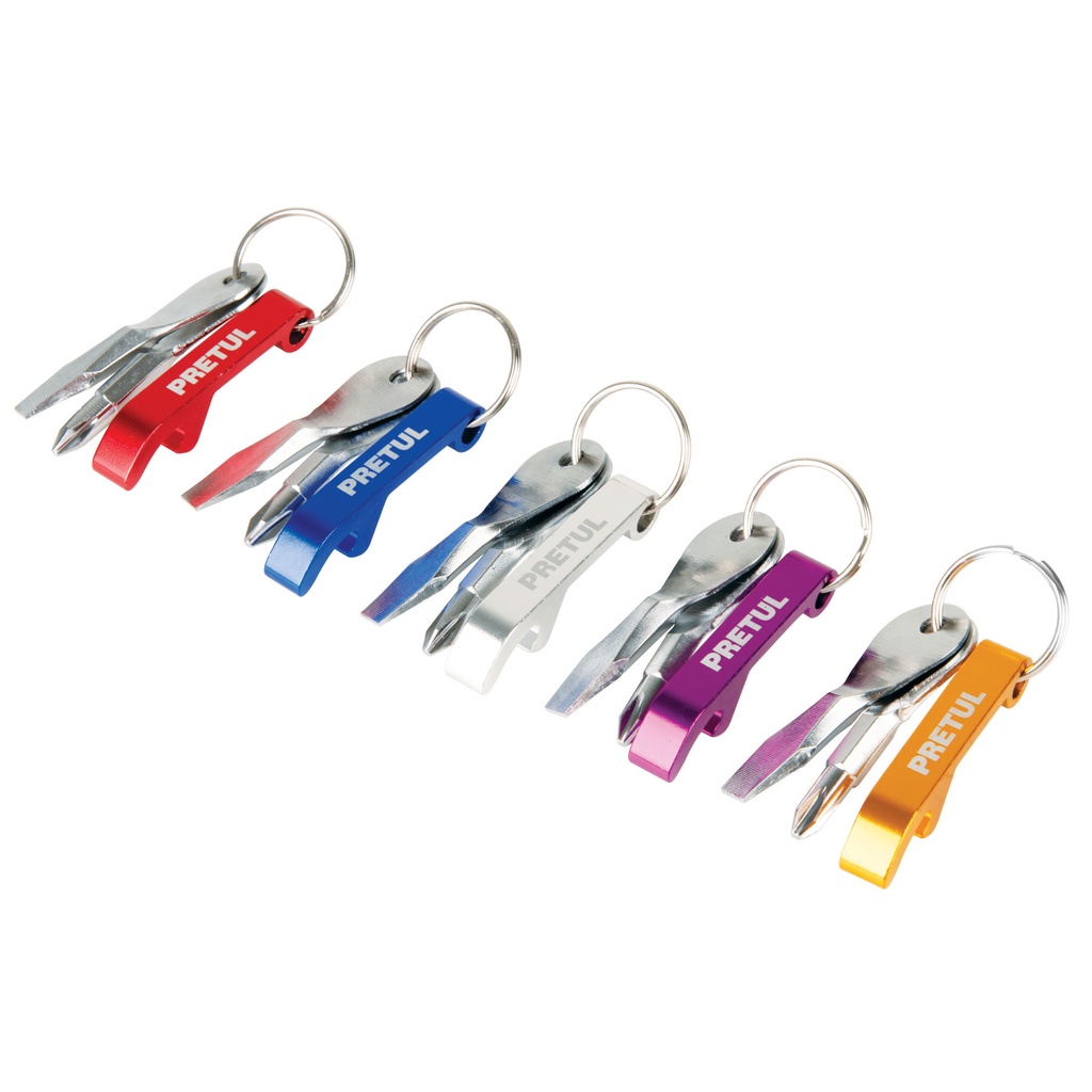 Pieza de llavero tipo desarmador y destapador, pecera 30 pz, Truper
