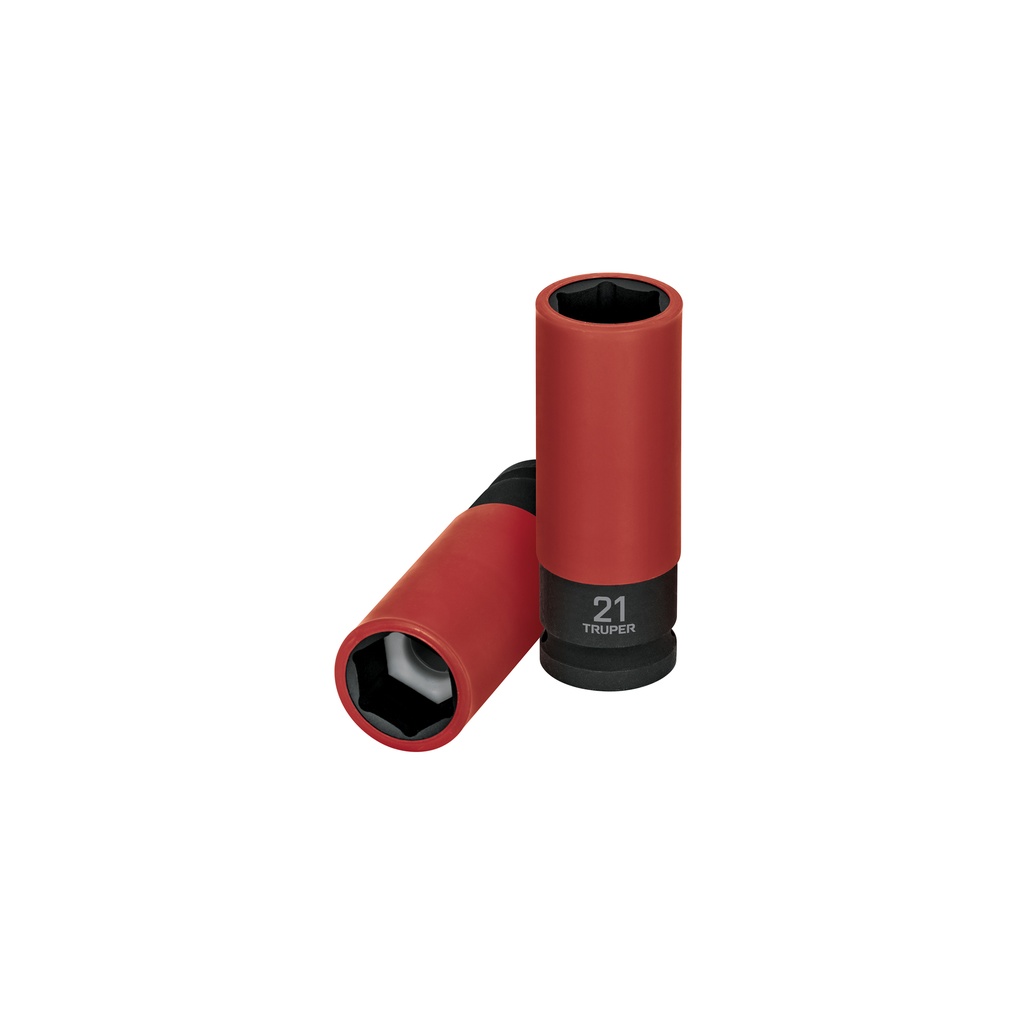 Dado largo impacto prot. plást. 21 mm, 6 puntas, cuadro 1/2", Truper