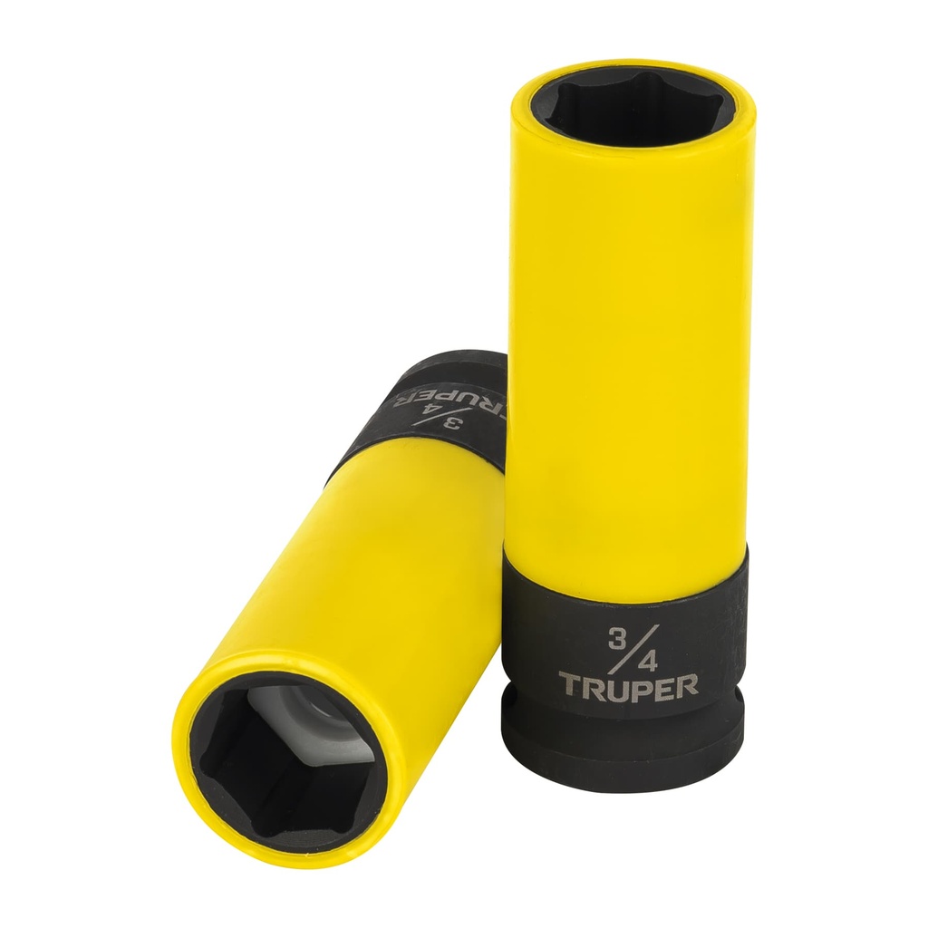 Dado largo impacto prot. plást. 3/4", 6 puntas, cuadro 1/2", Truper