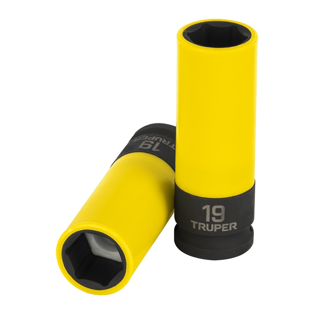 Dado largo impacto prot. plást. 19 mm, 6 puntas, cuadro 1/2", Truper
