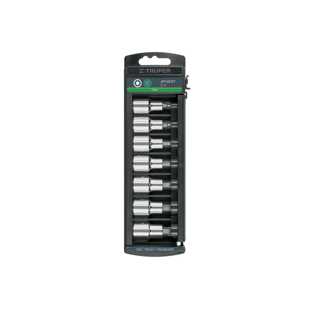 Juego de 7 dados cuadro 1/2" punta torx, Truper