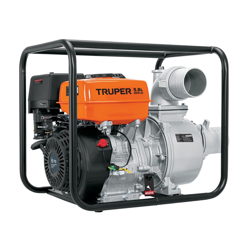 Motobomba autocebante 4" x 4" a gasolina 15 HP, Truper